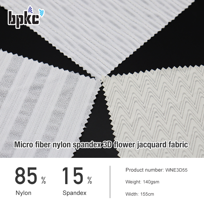 Micro fiber nylon spandex 3D flower jacquard fabric making factory